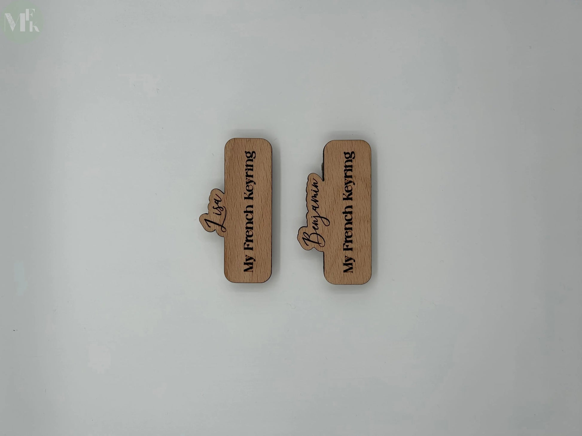Badge bois nominatif personnalisé Atelier MFK