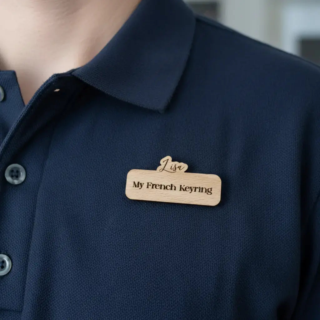 Badge bois nominatif personnalisé Atelier MFK