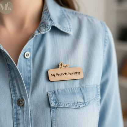 Badge bois nominatif personnalisé Atelier MFK