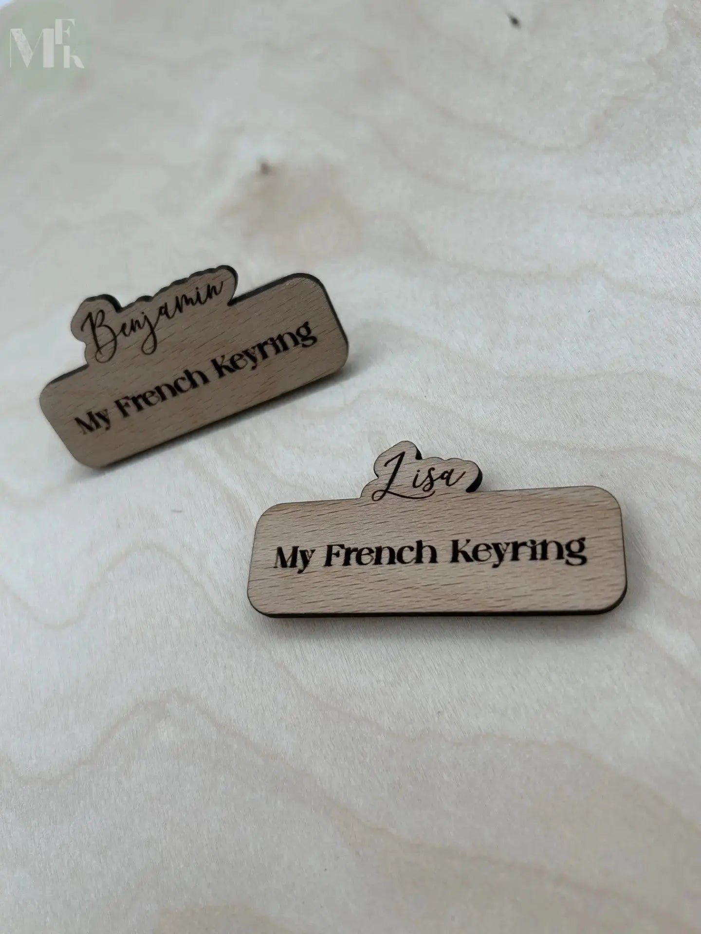 Badge bois nominatif personnalisé Atelier MFK