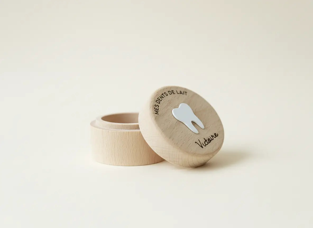 Boîte à Dents de Lait en Bois Personnalisée - Gravure Prénom - Cadeau Naissance Original - Rangement Dents de Bébé Atelier MFK