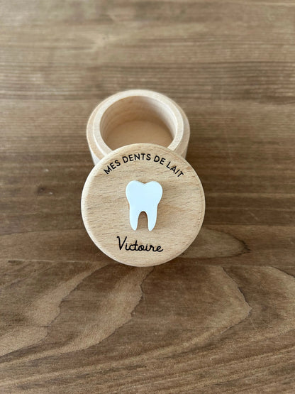 Boîte à Dents de Lait en Bois Personnalisée - Gravure Prénom - Cadeau Naissance Original - Rangement Dents de Bébé Atelier MFK