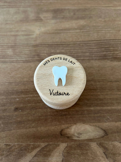 Boîte à Dents de Lait en Bois Personnalisée - Gravure Prénom - Cadeau Naissance Original - Rangement Dents de Bébé Atelier MFK