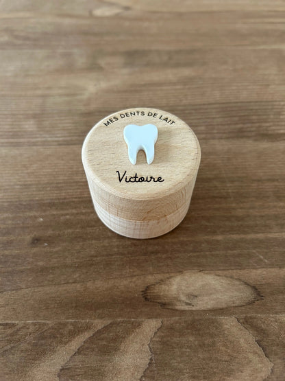 Boîte à Dents de Lait en Bois Personnalisée - Gravure Prénom - Cadeau Naissance Original - Rangement Dents de Bébé Atelier MFK