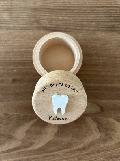 Boîte à Dents de Lait en Bois Personnalisée - Gravure Prénom - Cadeau Naissance Original - Rangement Dents de Bébé Atelier MFK