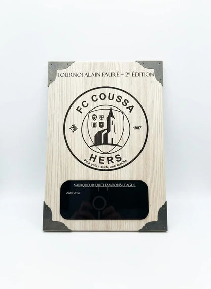 Bouclier de Brennus personnalisé en bois – Trophée sportif sur mesure Atelier MFK