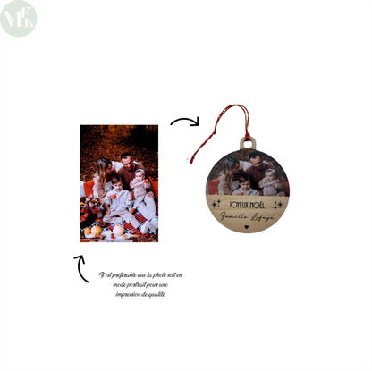 Boule de Noël personnalisée photo en bois Atelier MFK