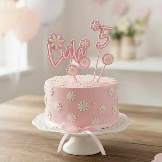 Cake topper fleurs, décoration de gâteaux Atelier MFK