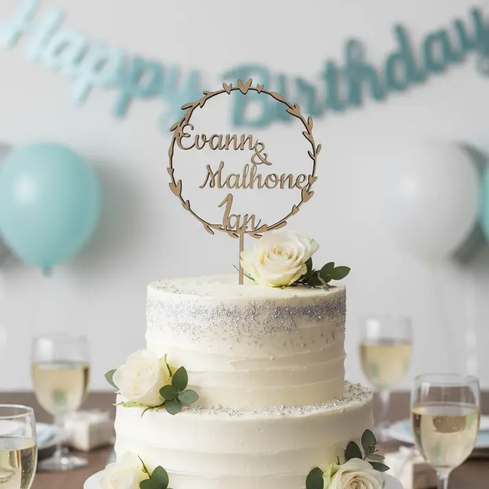 Cake topper personnalisé en bois Atelier MFK