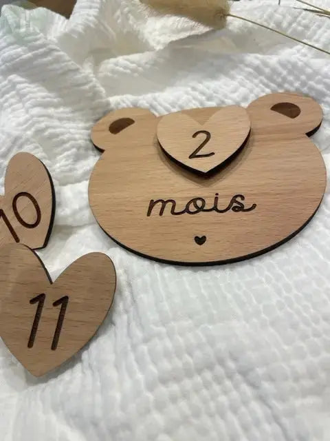 Cartes étapes interchangeables  " LITTLE BEAR " 12 mois Atelier MFK