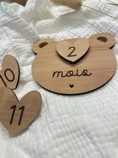 Cartes étapes interchangeables  " LITTLE BEAR " 12 mois Atelier MFK