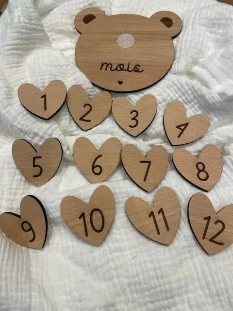 Cartes étapes interchangeables  " LITTLE BEAR " 12 mois Atelier MFK