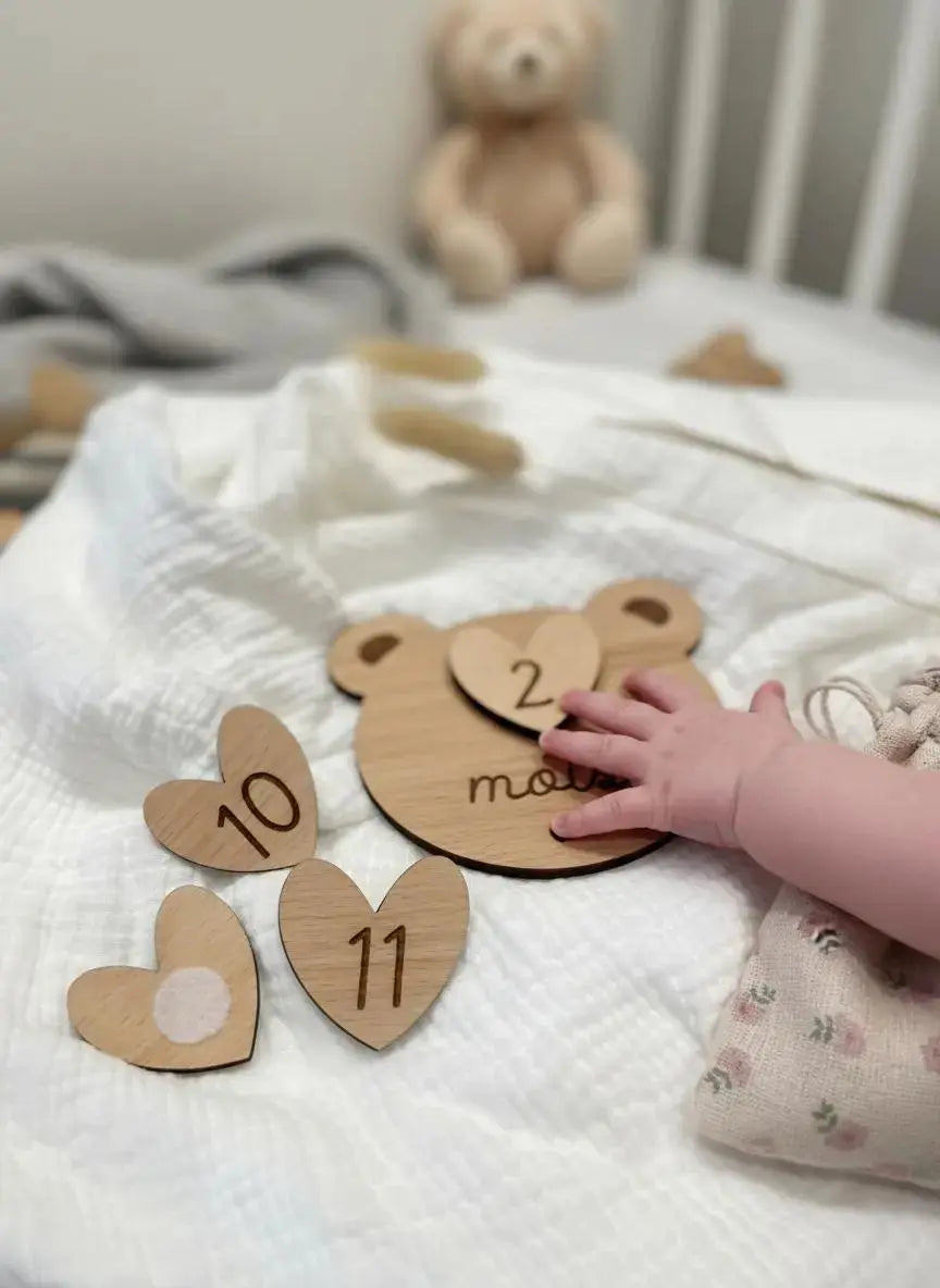 Cartes étapes interchangeables  " LITTLE BEAR " 12 mois Atelier MFK