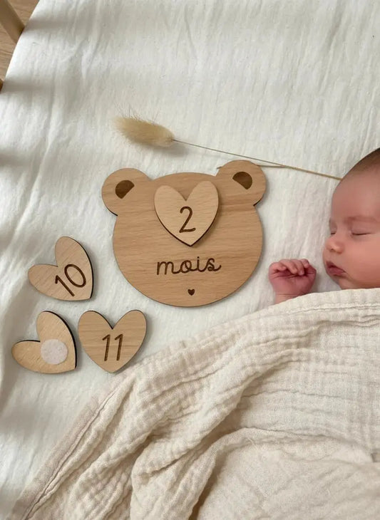 Cartes étapes interchangeables  " LITTLE BEAR " 12 mois Atelier MFK