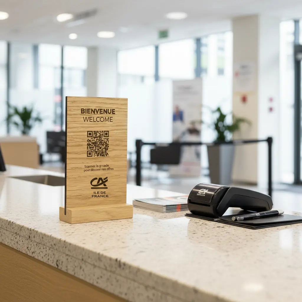 Chevalet Qr code en bois Atelier MFK