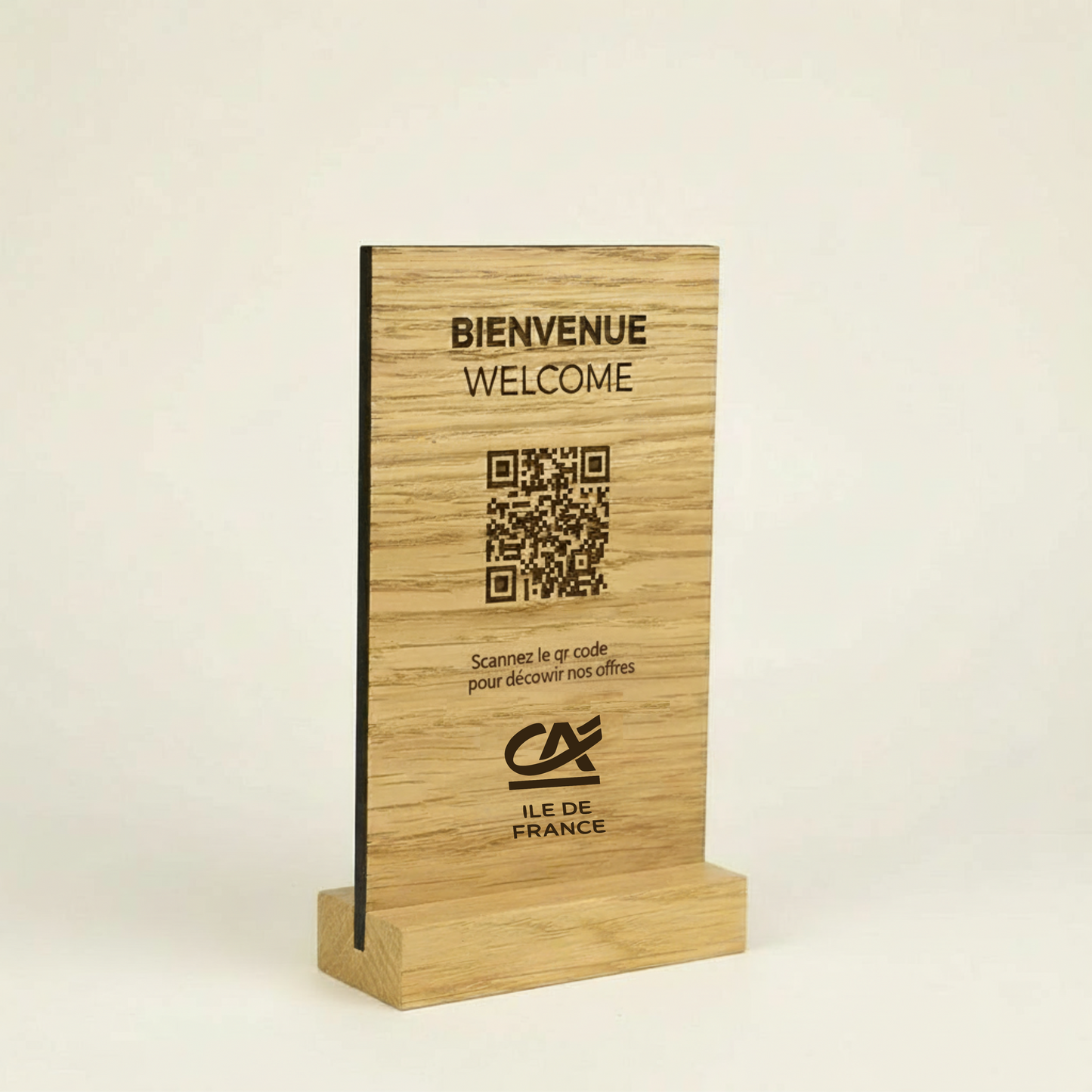 Chevalet Qr code en bois Atelier MFK