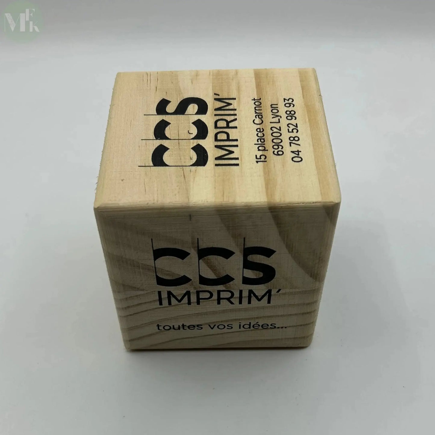 Cube en bois personalisé publicitaire imprimé (Wifi,Fonction,QR code) Atelier MFK