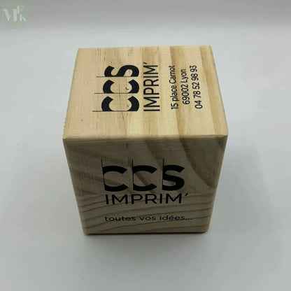 Cube en bois personalisé publicitaire imprimé (Wifi,Fonction,QR code) Atelier MFK