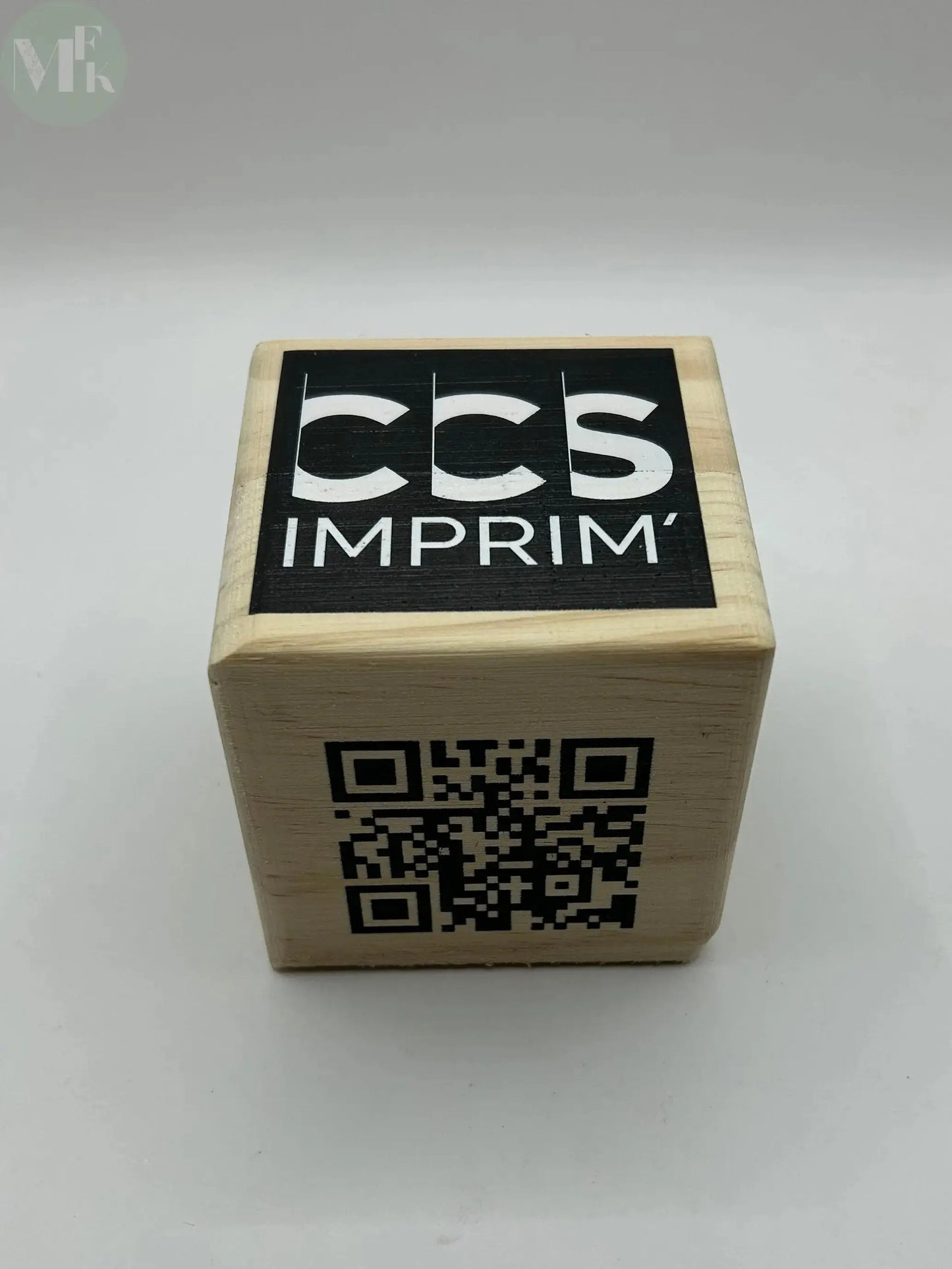 Cube en bois personalisé publicitaire imprimé (Wifi,Fonction,QR code) Atelier MFK