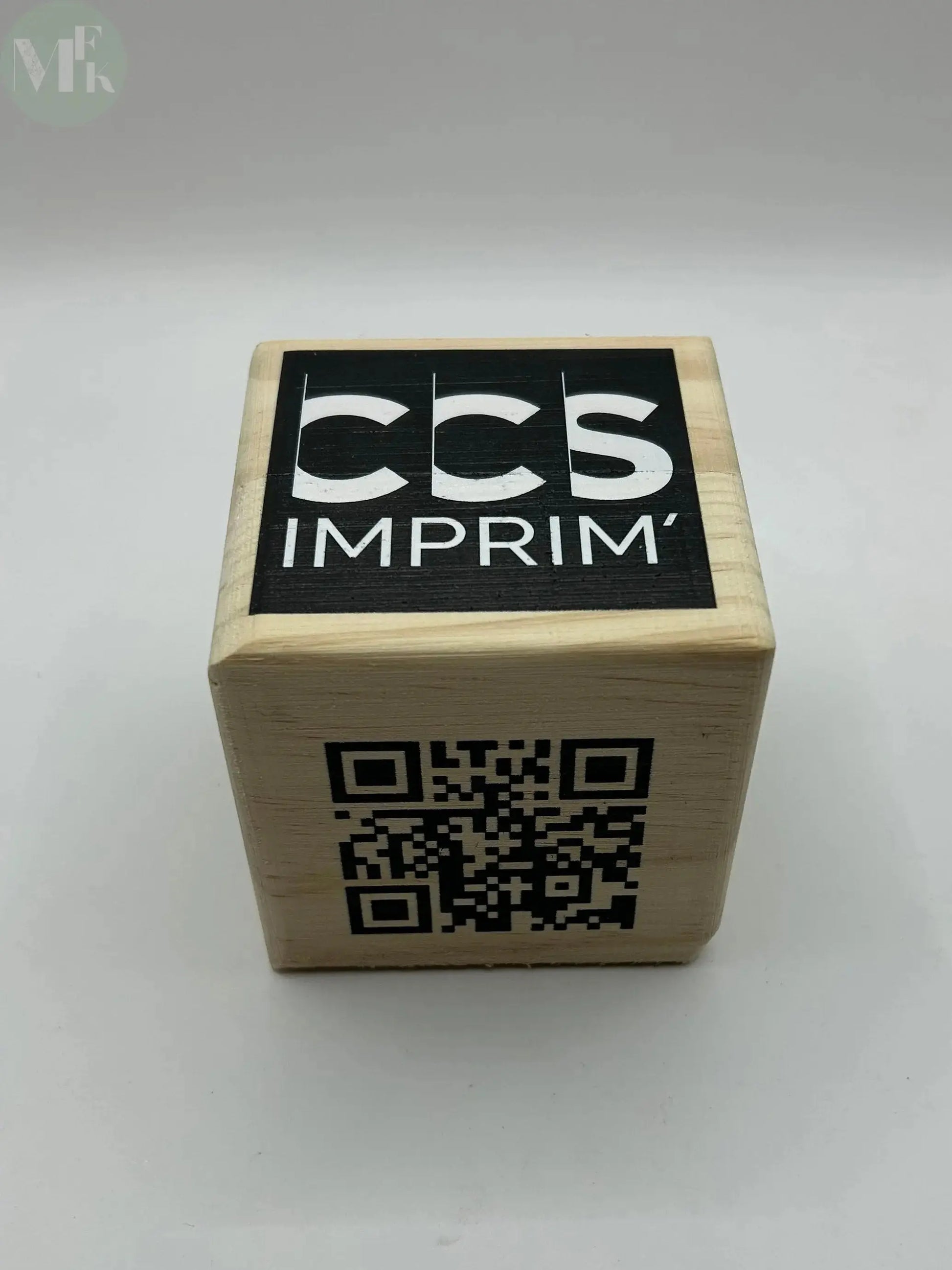 Cube en bois personalisé publicitaire imprimé (Wifi,Fonction,QR code) Atelier MFK