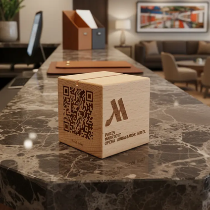 Cube en bois personnalisable avec QR Code Atelier MFK