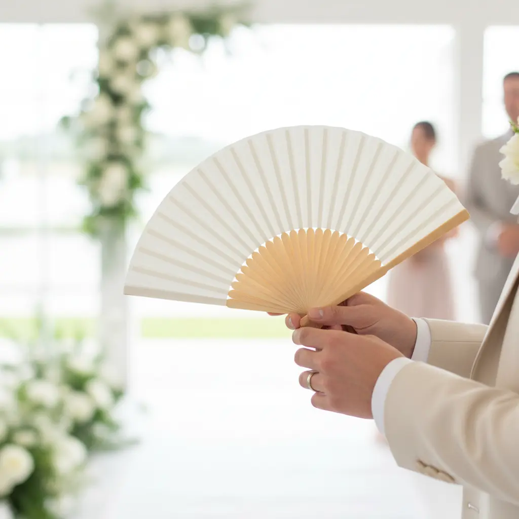 Éventail Pliable Personnalisable Bethel - Photo/texte Imprimé, Tissu Satiné 33cm, Pour Mariage, Fête, Cosplay, Cadeau - 12