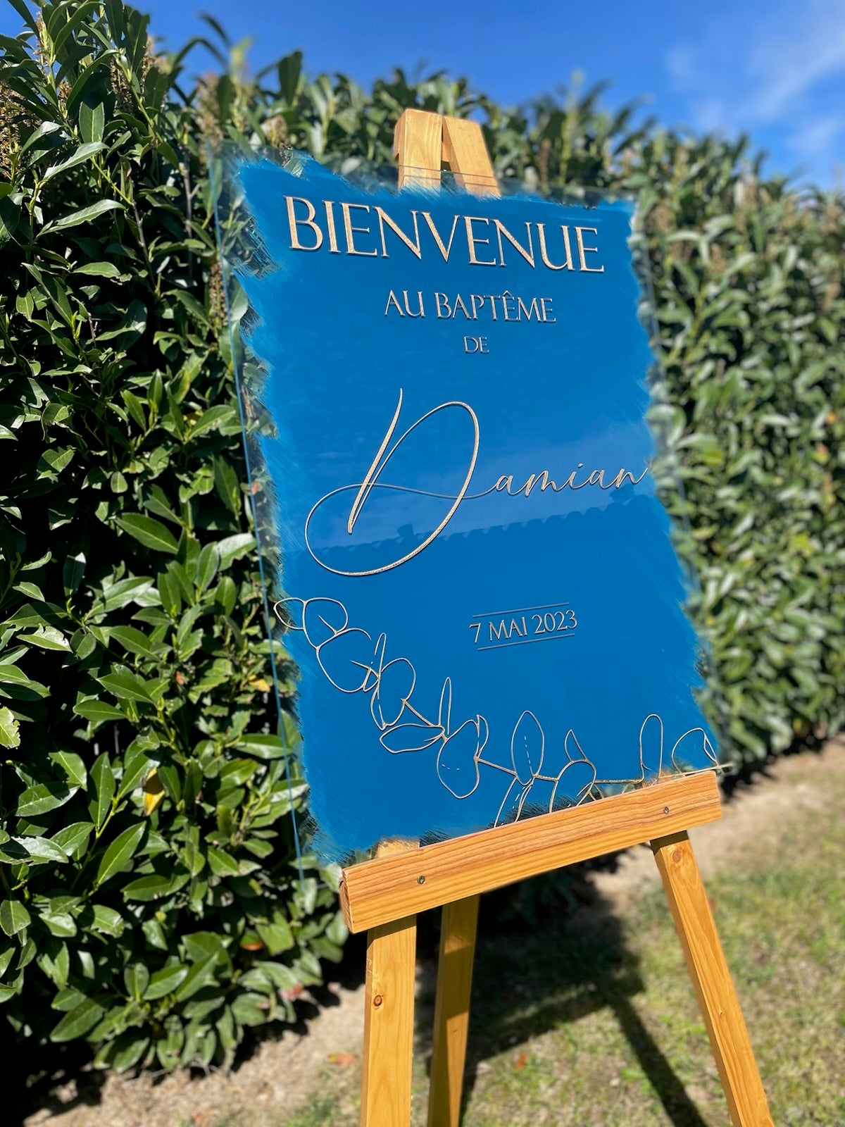 Panneau de bienvenue en plexiglas personnalisé, Fond de couleur au choix, Signalisation de mariage en acrylique,