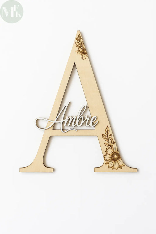 Lettre de porte personnalisée en bois Atelier MFK