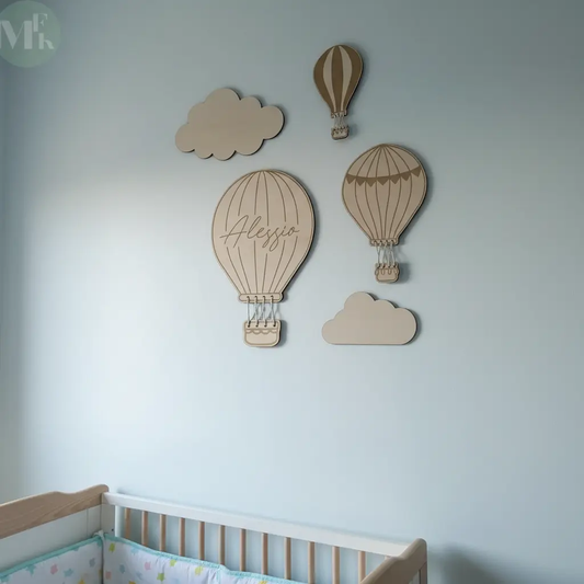 Lot de 5 decoration murale chambre de bébé "MONTGOLFIERE" Atelier MFK