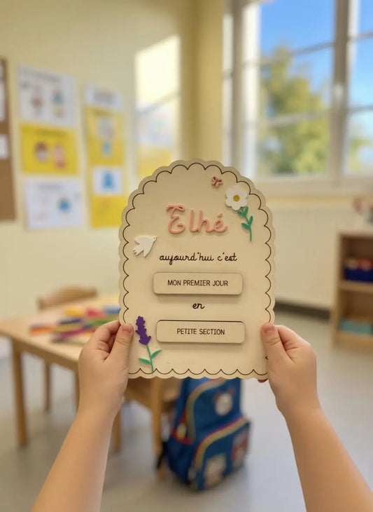 Pancarte de Rentrée Scolaire Personnalisée en Bois - Accessoire Photo Souvenir École Atelier MFK