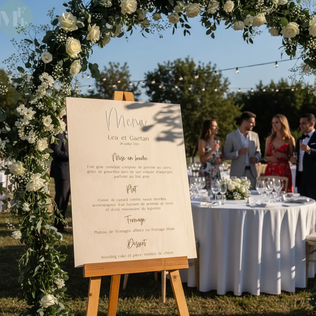 Panneau menu mariage personnalisable Atelier MFK