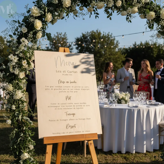 Panneau menu mariage personnalisable Atelier MFK