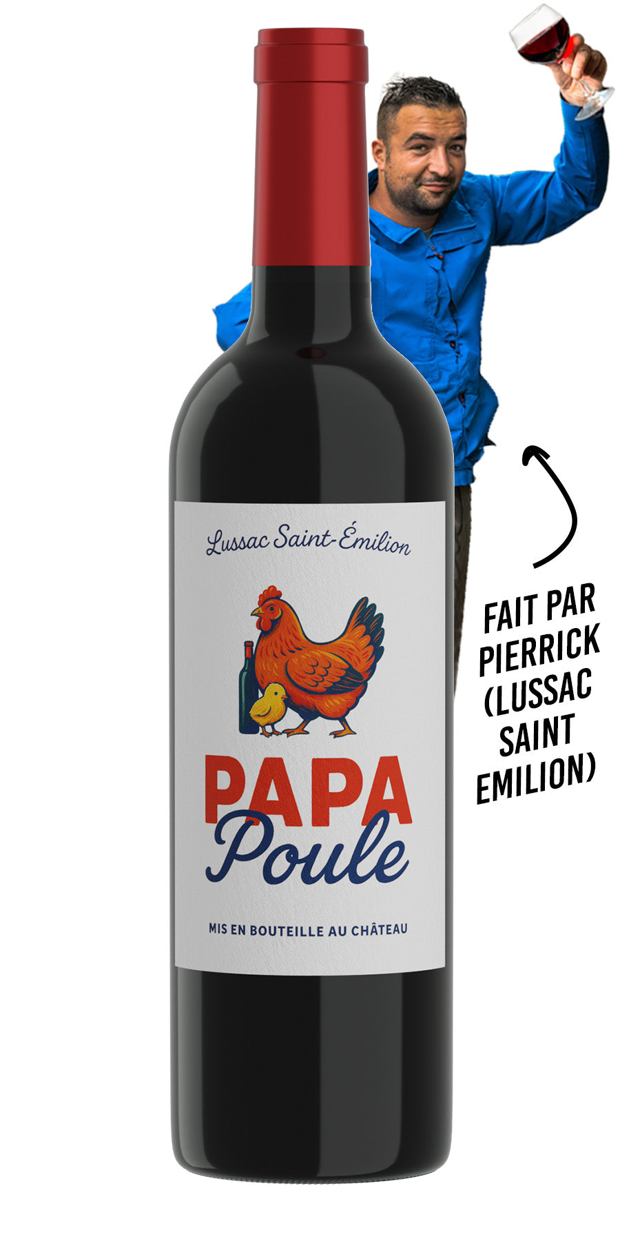 Vin Rouge Papa Poule - Lussac Saint-Emilion - visuel 1