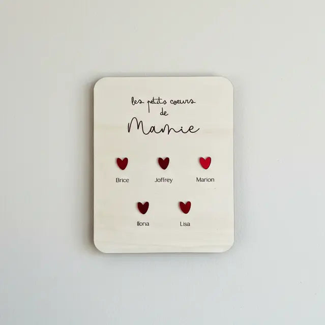 Plaque Murale Personnalisée – Les Cœurs de Mamie Atelier MFK