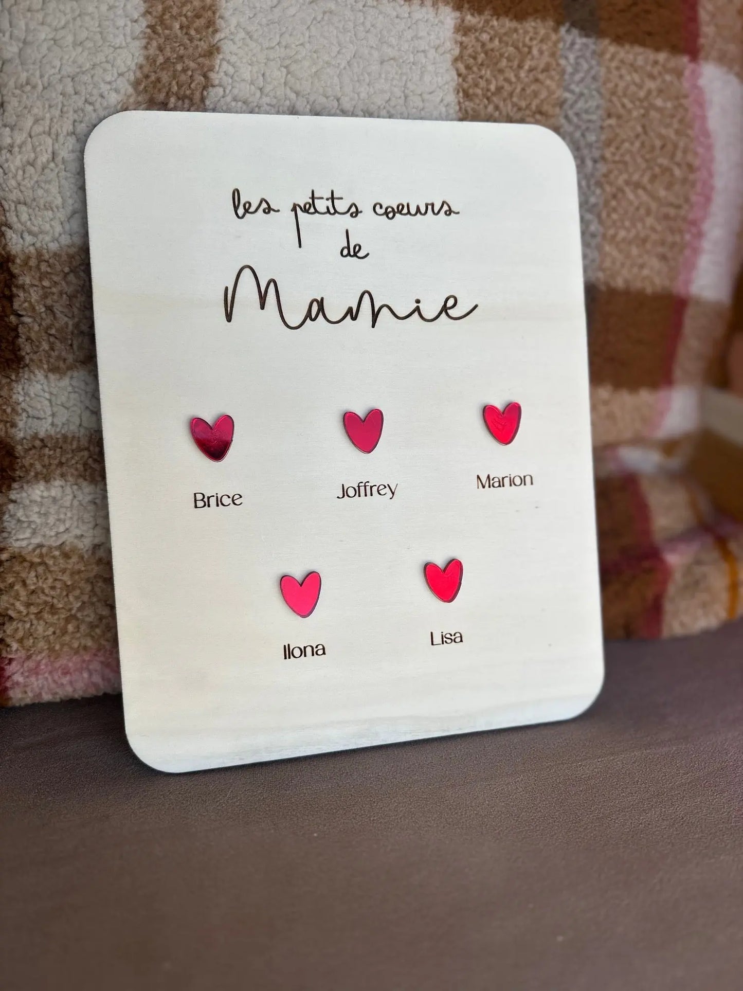 Plaque Murale Personnalisée – Les Cœurs de Mamie Atelier MFK