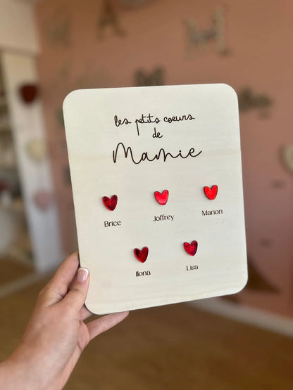 Plaque Murale Personnalisée – Les Cœurs de Mamie Atelier MFK