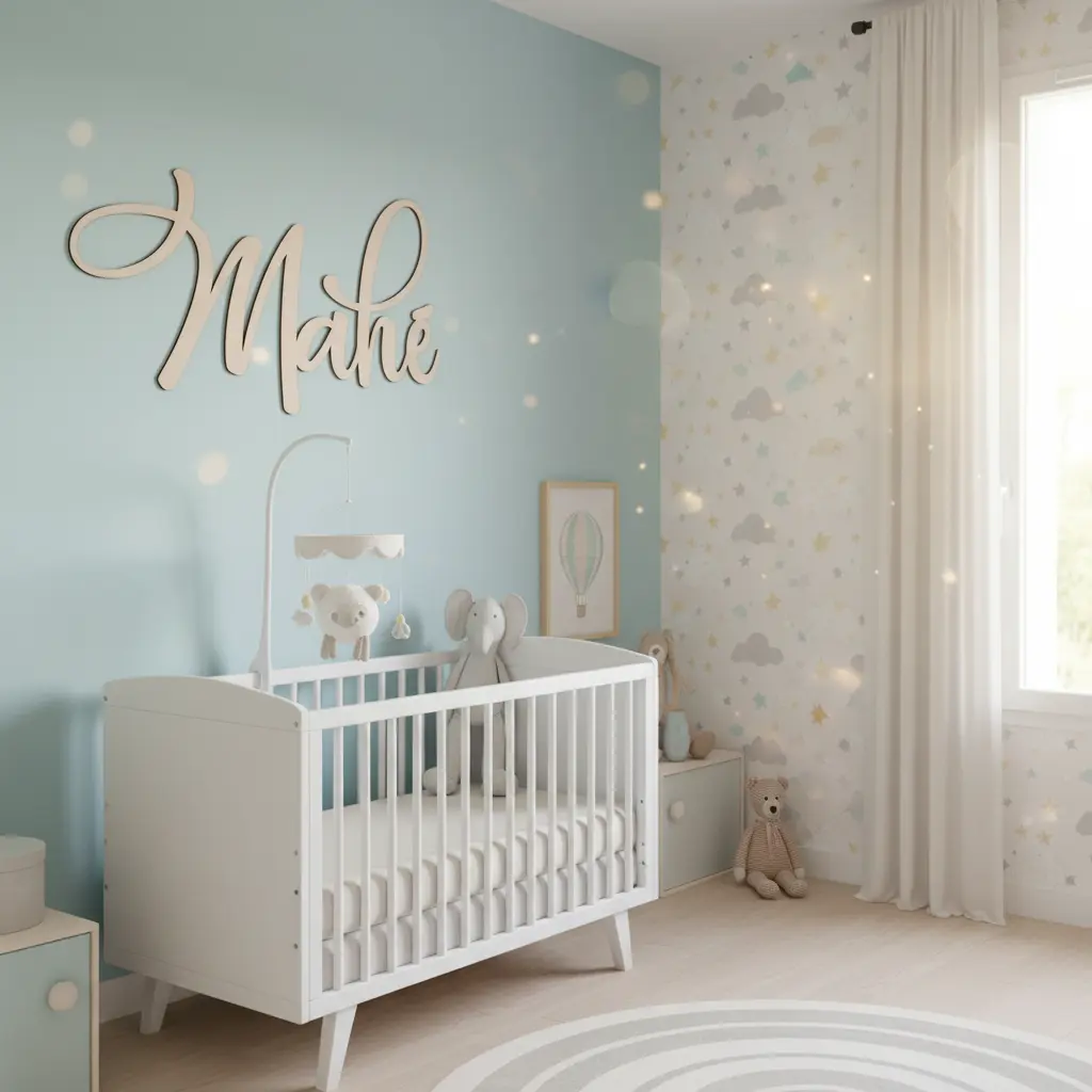 Prénom en bois personnalisé, décoration de chambre My French Keyring