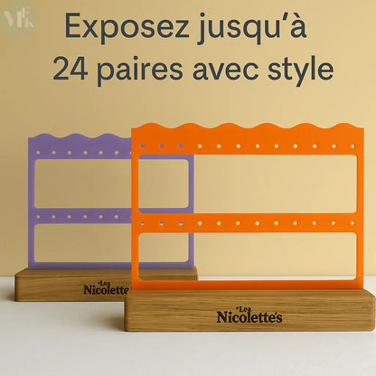Présentoir Boucles d'Oreilles en Bois & Acrylique | Organisateur de Bijoux Élégant Atelier MFK