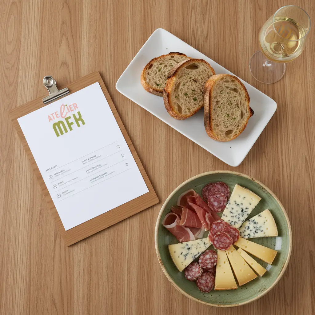 Présentoir en bois menu Atelier MFK