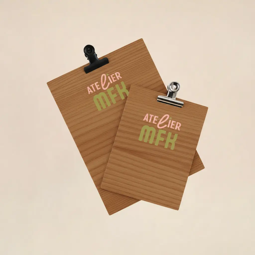 Présentoir en bois menu Atelier MFK