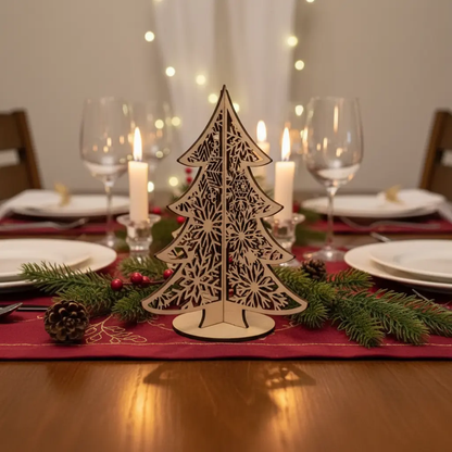 Sapin décoration de noël en bois gravé / Décoration de table Atelier MFK