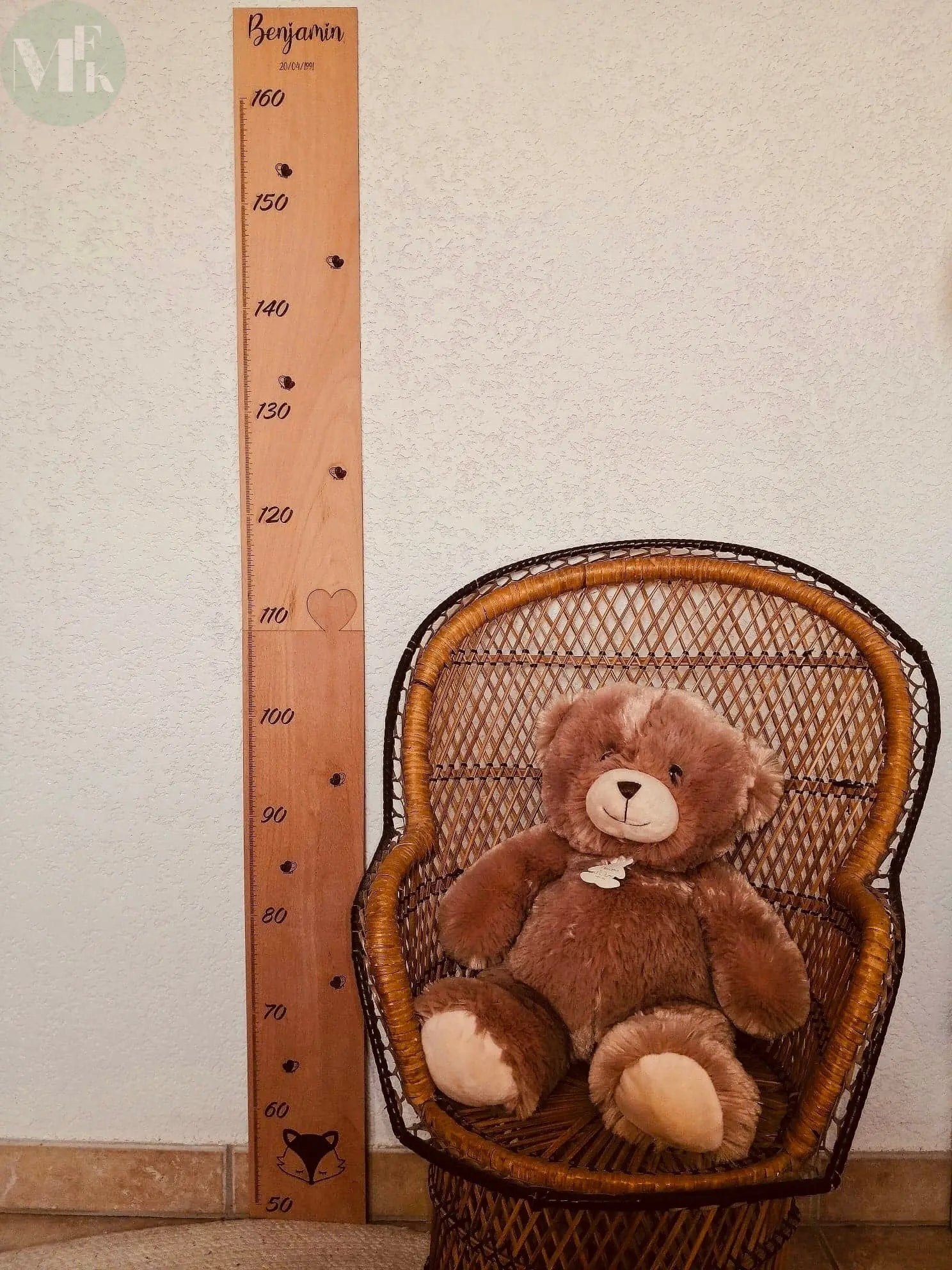 Toise en bois gravé personnalisable pour enfant, idée cadeaux noël, décoration de chambre bébé, déco garçon, déco fille My French Keyring