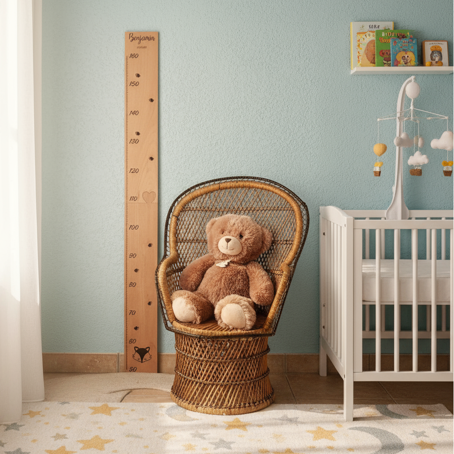 Toise murale en bois personnalisée Atelier MFK