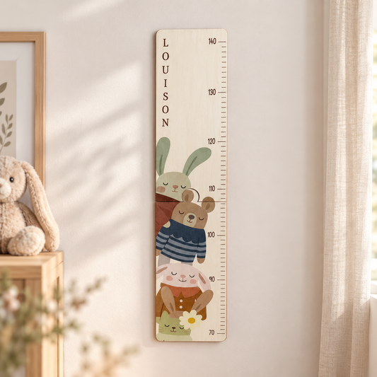 Toise personnalisée en bois - Décoration murale enfant - Cadeau naissance ou anniversaire Atelier MFK