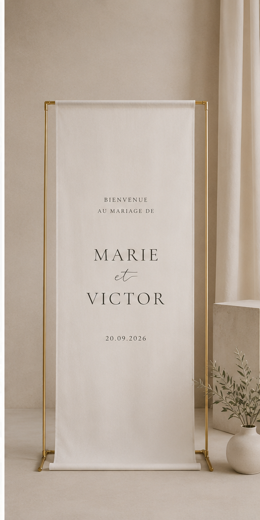 Drap de bienvenue personnalisé | Panneau d'accueil en tissu sur mesure Atelier MFK