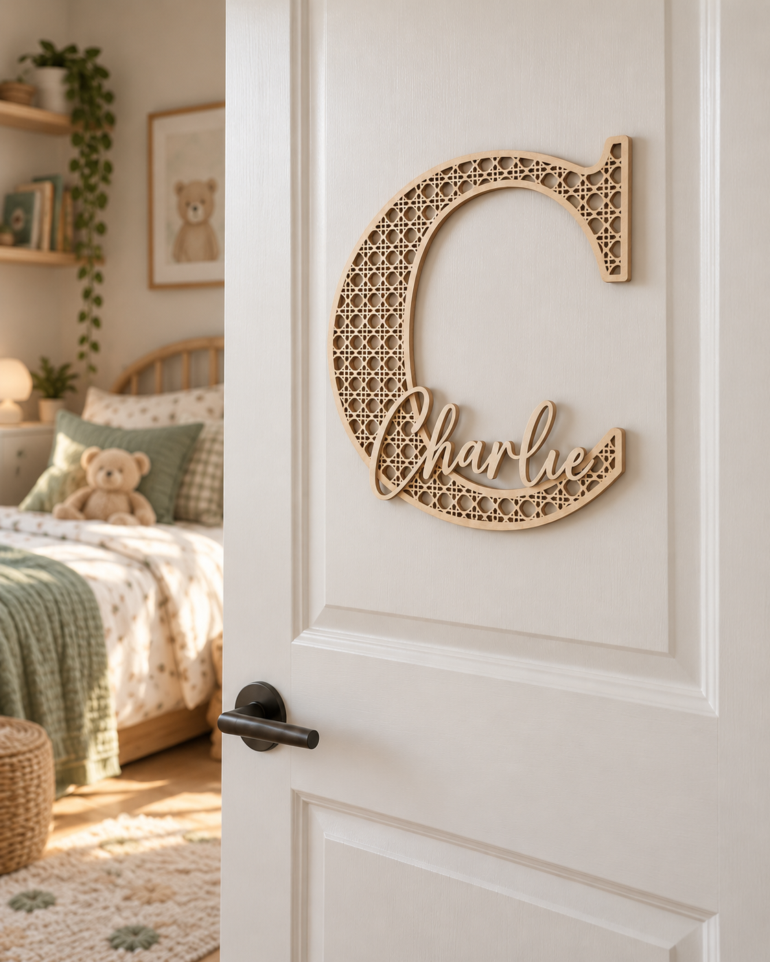 Lettre de Porte en Cannage Personnalisable – Déco Chambre Enfant Atelier MFK