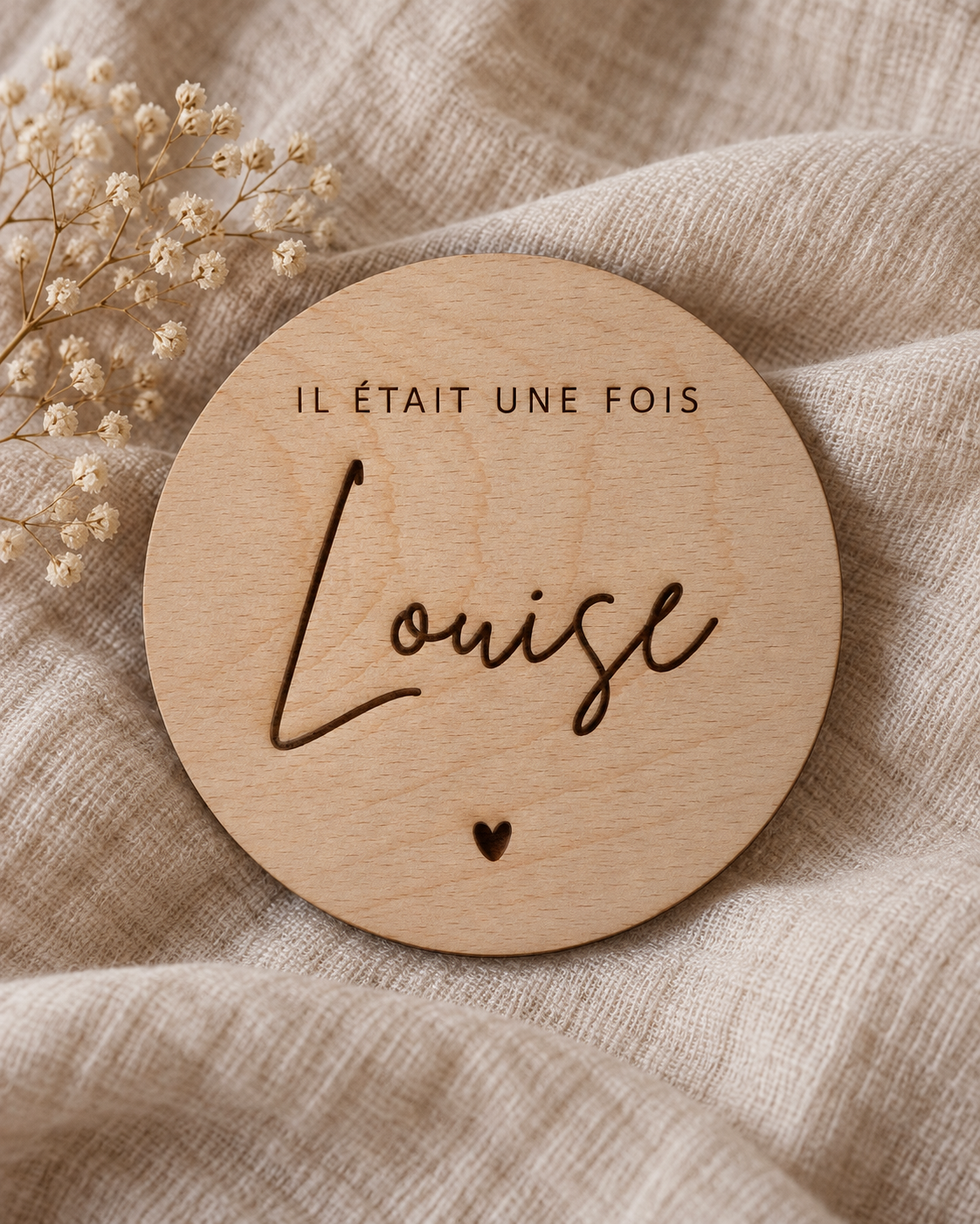 Carte de Bienvenue Bébé Personnalisée en Bois Gravé – Cadeau Naissance Atelier MFK