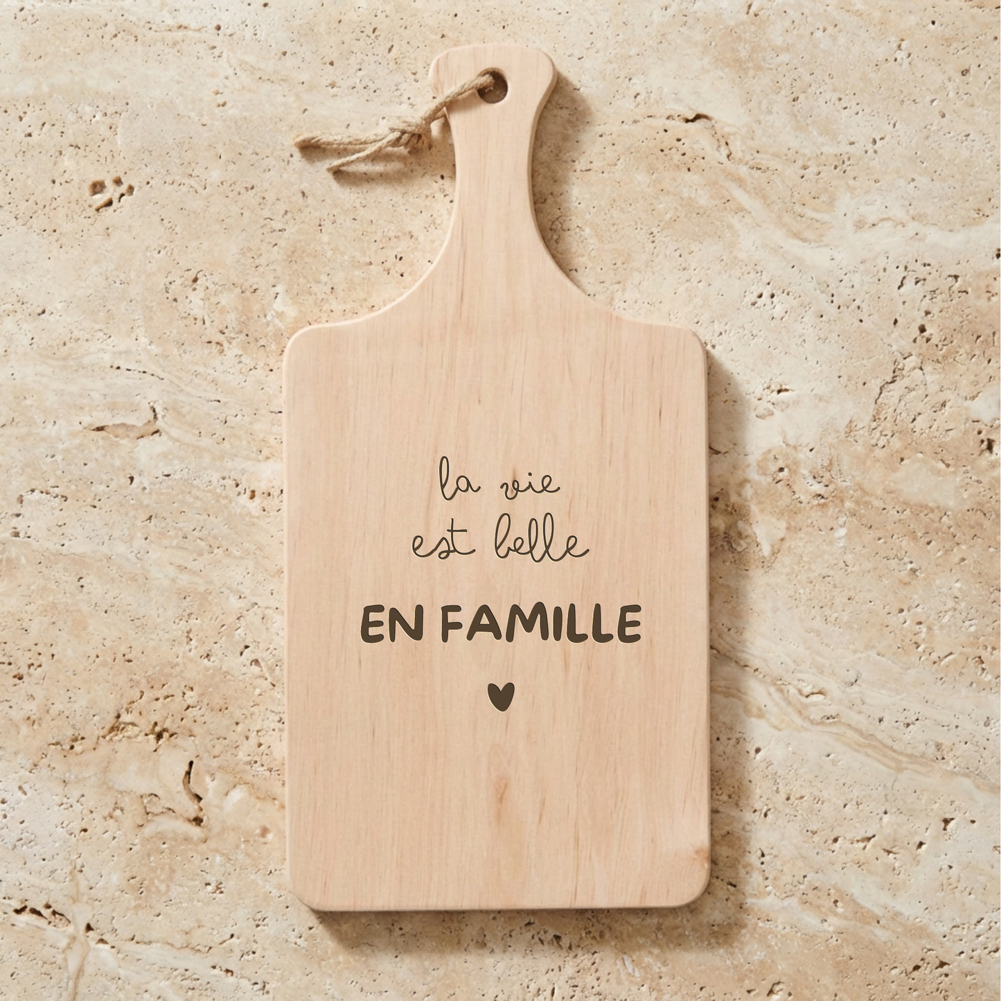 Planche à découper " La vie est belle en famille " Atelier MFK