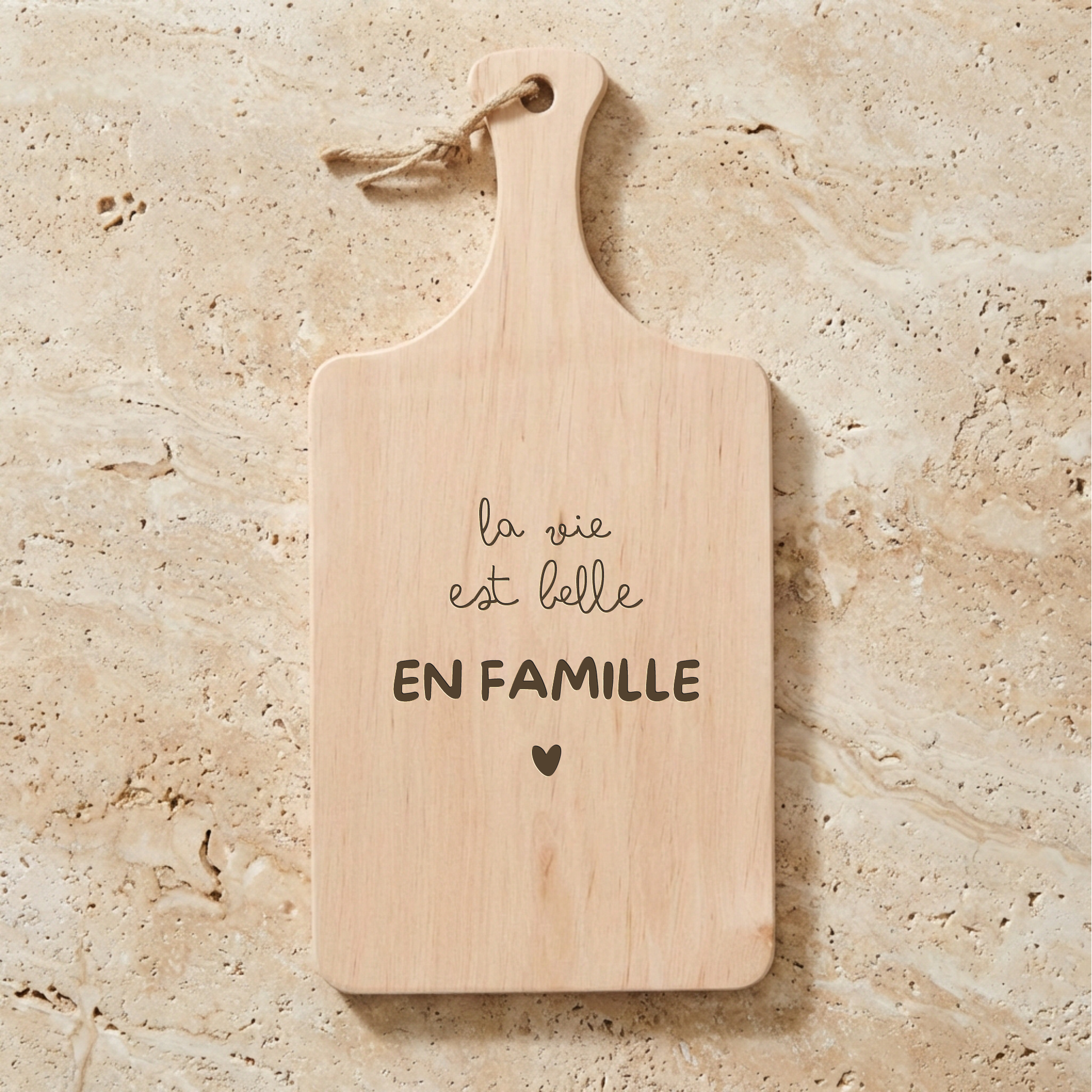 Planche à découper " La vie est belle en famille " Atelier MFK