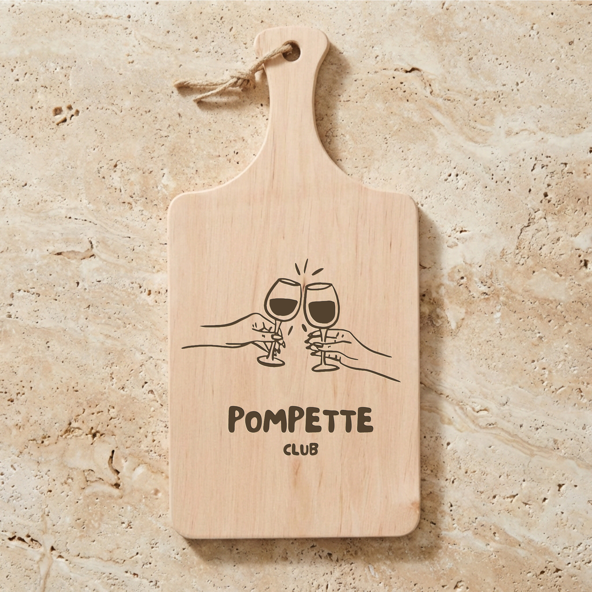 Planche à découper " POMPETTE CLUB " Atelier MFK